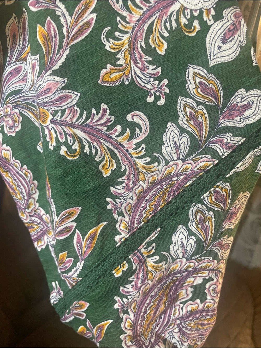 Green Paisley Maxi Dress with Lilac Accents - Picture 3 of 14